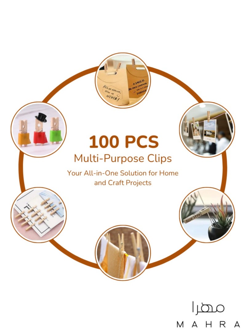 Pack of 100 | Wooden Clothespins | Durable Wood, Sturdy Spring, Versatile Clips for Laundry, Craft Projects, Home Organizing, Wedding Decor, and Daily Use.  - Image 3