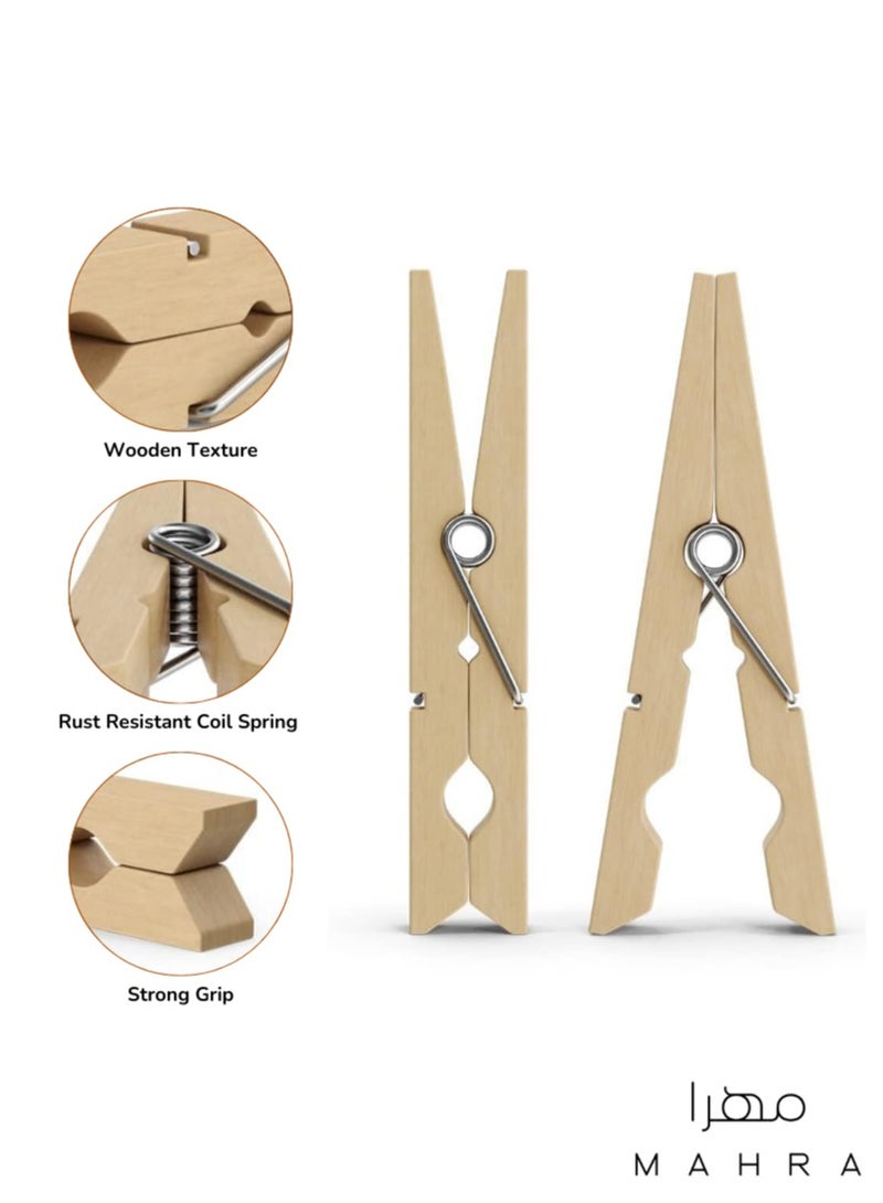 Pack of 100 | Wooden Clothespins | Durable Wood, Sturdy Spring, Versatile Clips for Laundry, Craft Projects, Home Organizing, Wedding Decor, and Daily Use.  - Image 4