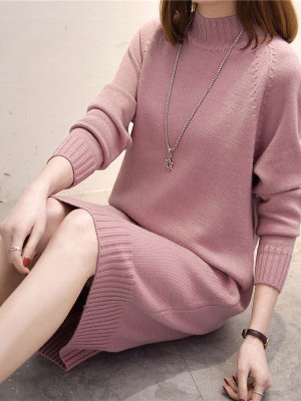 Womens sweater 2020 autumn and winter New loose outer wear western style long popular half turtleneck thickened base 243 Black - Image 4
