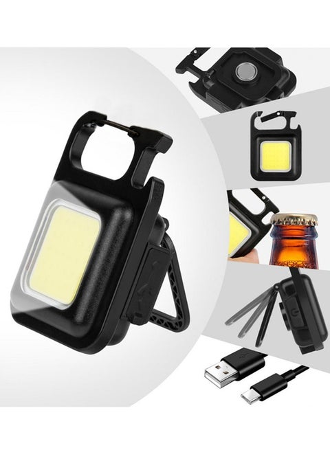 Adjustable Keychain Work Light, 500 Lumens Keychain Flashlight With Emergency Lamp Bottle Opener, Suitable for Night Outings