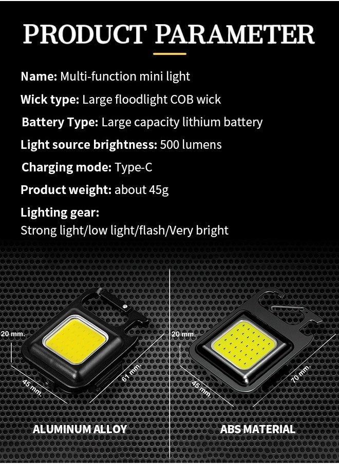 Generic - Adjustable Keychain Work Light, 500 Lumens Keychain Flashlight With Emergency Lamp Bottle Opener, Suitable for Night Outings - Image 1