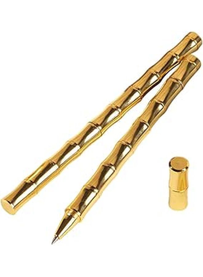 Electroplated Brass Gel Pens with Metal Barrel for Office and Student Use 2 Pack - Image 1