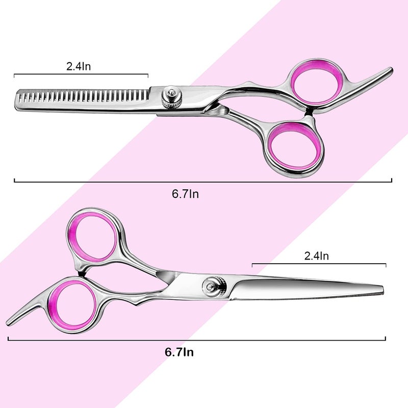 Fcysy Hair Cutting Scissors Thinning Shears- Fcysy Professional Barber Sharp Hair Scissors Hairdressing Shears Kit with Haircut Accessories in Leather Case for Cutting Styling Hair for Women Men Pet - Image 2