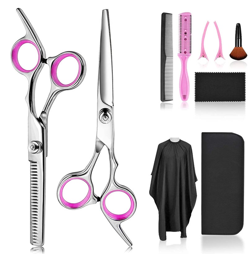 Fcysy Hair Cutting Scissors Thinning Shears- Fcysy Professional Barber Sharp Hair Scissors Hairdressing Shears Kit with Haircut Accessories in Leather Case for Cutting Styling Hair for Women Men Pet - Image 1