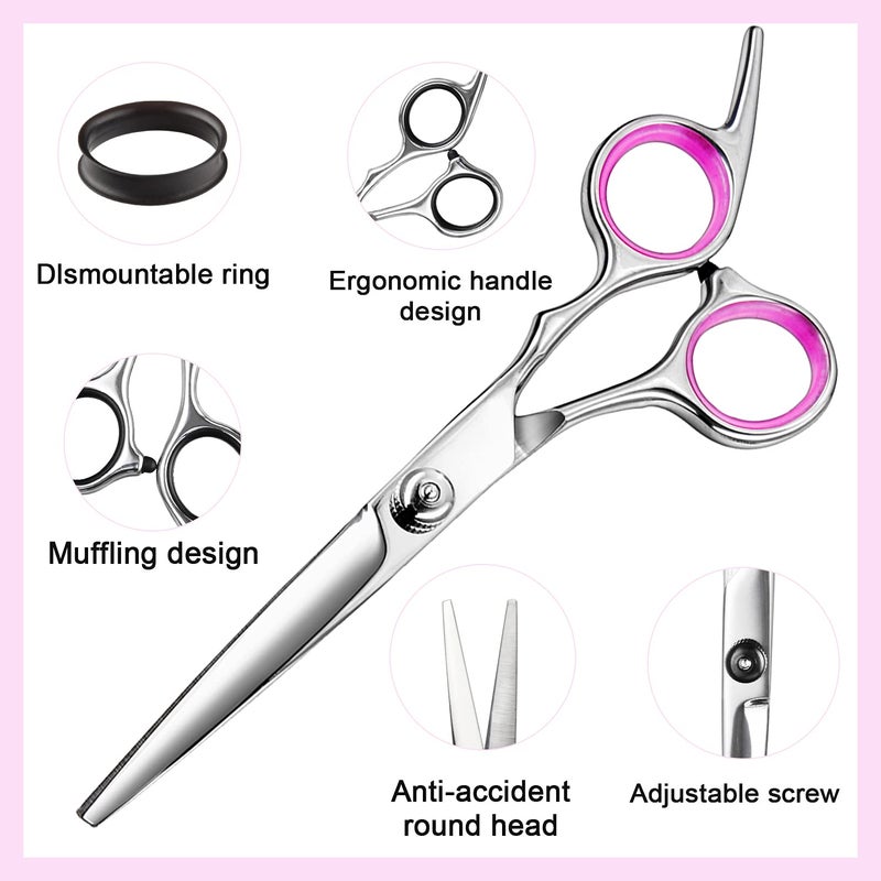 Fcysy Hair Cutting Scissors Thinning Shears- Fcysy Professional Barber Sharp Hair Scissors Hairdressing Shears Kit with Haircut Accessories in Leather Case for Cutting Styling Hair for Women Men Pet - Image 4