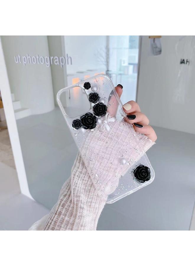 Zaboon Case For iPhone 12 mini 3D Pearl Bow Rose Glitter Epoxy TPU Phone Case - Image 3