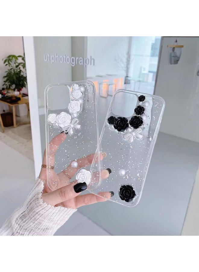 Zaboon Case For iPhone 12 mini 3D Pearl Bow Rose Glitter Epoxy TPU Phone Case - Image 4