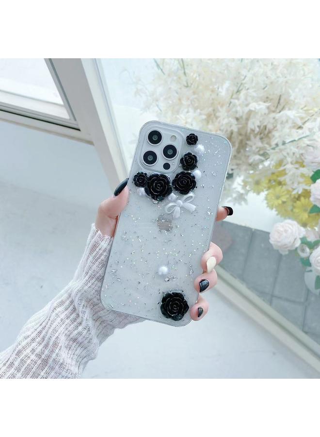 Zaboon Case For iPhone 12 mini 3D Pearl Bow Rose Glitter Epoxy TPU Phone Case - Image 1