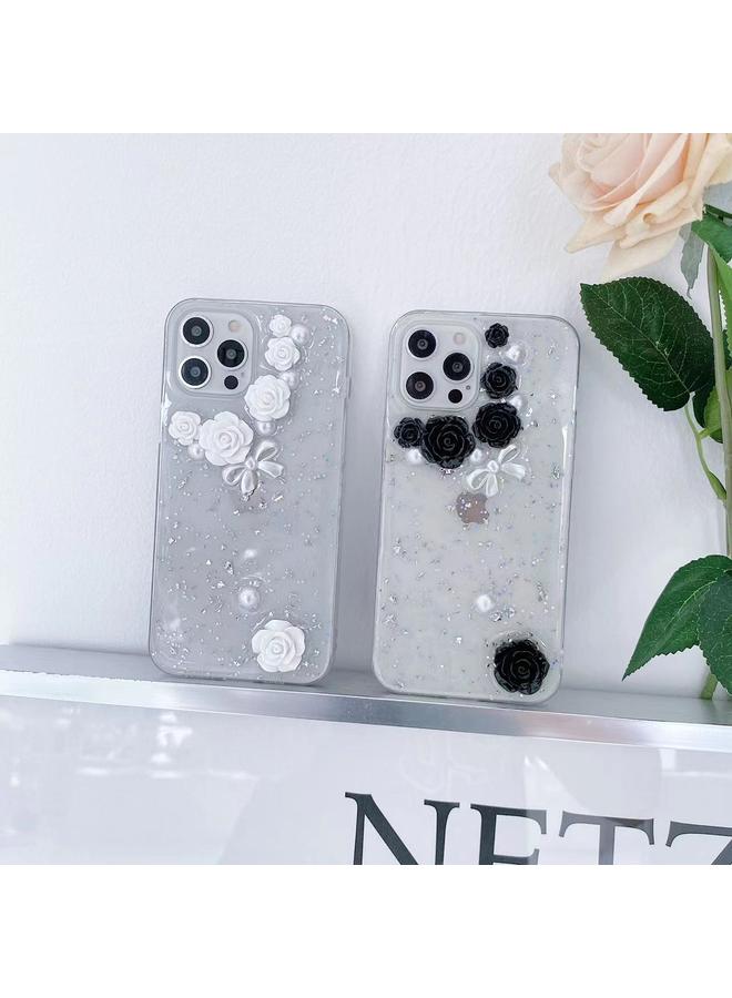 Zaboon Case For iPhone 12 mini 3D Pearl Bow Rose Glitter Epoxy TPU Phone Case - Image 2