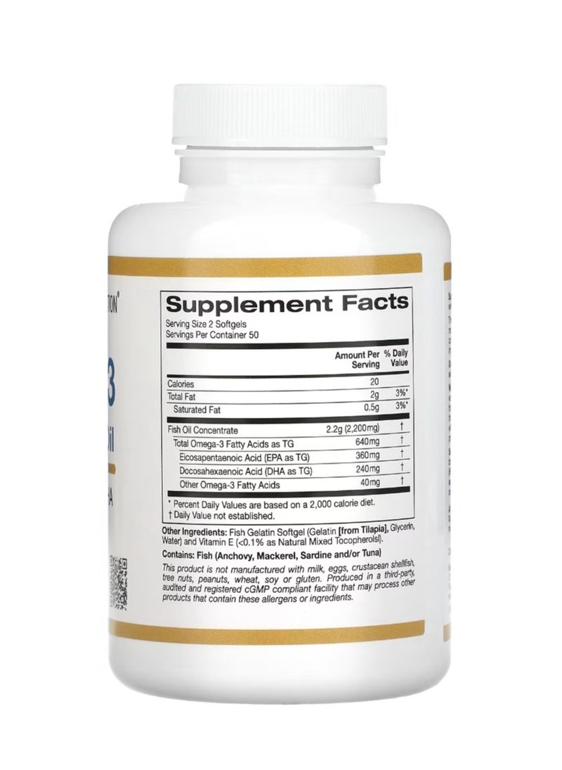 California Gold Nutrition Premium Omega 3 Fish Oil 100 Fish Gelatin Softgels  - Image 2