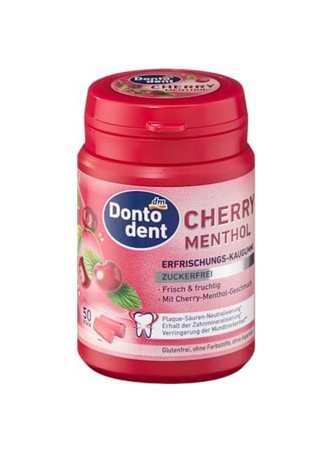 DM Dontodent Cherry Menthol Gum, Sugar-Free, 50 Pieces - Image 1