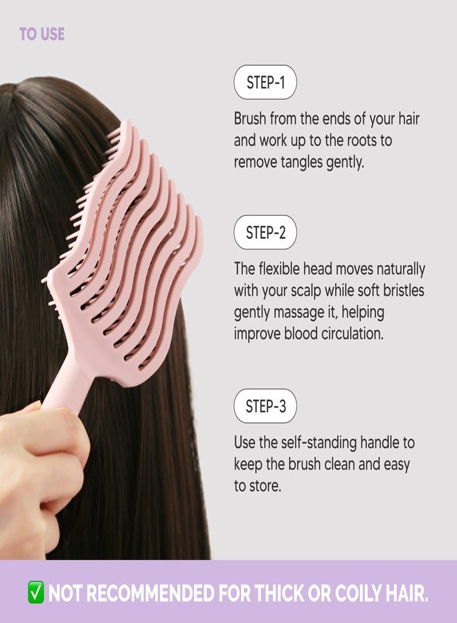 F3 Systems, Wavy Detangling Brush(Soft Bristles), Detangler Comb with Flexible Bristles, Remove Knots and Tangle, Scalp Massage, Wet & Dry Hair, Detangling Brush for Adult and Kids Hair, - Image 4