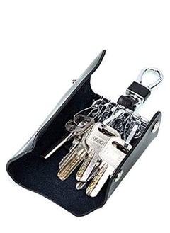 KASTWAVE Unisex Genuine Cow Leather Keychain Bag Men Women Key Holder Organizer Pouch Car Key Case Magnetic Buckle-Black  - Image 2