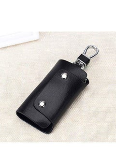 KASTWAVE Unisex Genuine Cow Leather Keychain Bag Men Women Key Holder Organizer Pouch Car Key Case Magnetic Buckle-Black  - Image 3