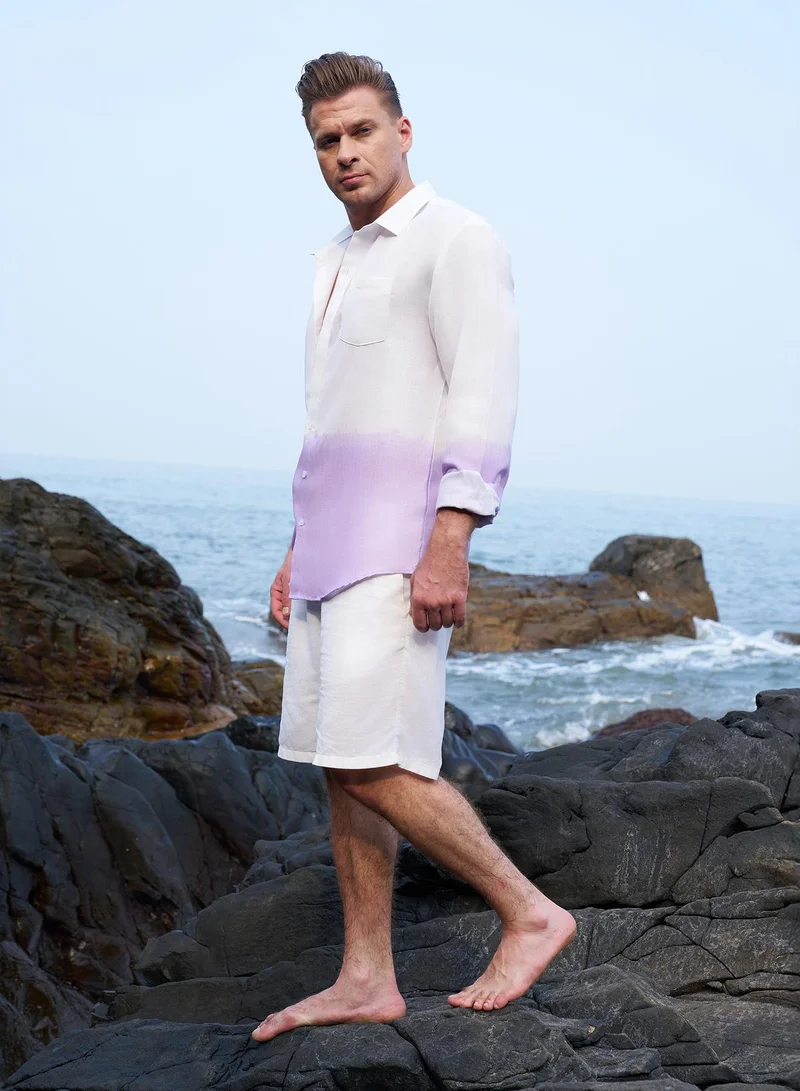 Campus Sutra Campus Sutra Men's Lilac Ombre-Plunge Regular Shirt For Casual Wear | Spread Collar | Long Cuffed Sleeves | Button Closure | Shirt Crafted With Comfort Fit For Everyday Wear