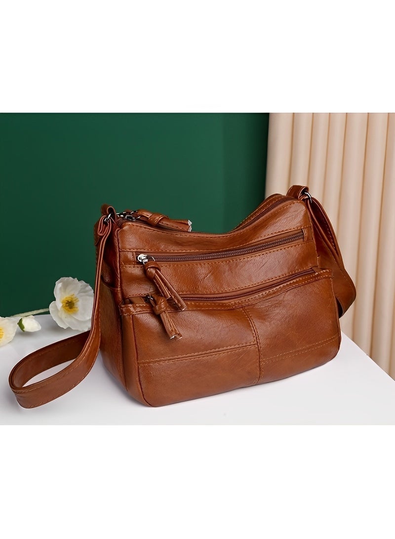 REOCLE Women's Shoulder Bag Soft PU Leather Crossbody Bag with Multi Pocket Lightweight Travel Top-Handle Handbag Purse  - Image 3