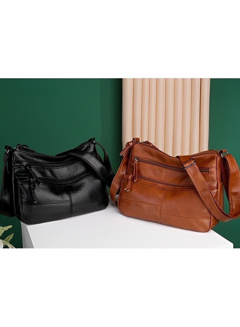 REOCLE Women's Shoulder Bag Soft PU Leather Crossbody Bag with Multi Pocket Lightweight Travel Top-Handle Handbag Purse  - Image 4