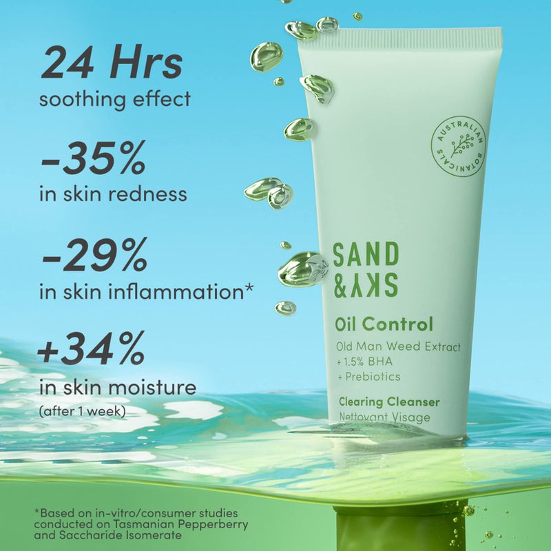 Sand & Sky Oil Control Gentle Face Cleanser with AHA & BHA - pH-Balanced Blemish Cleanser, Reduces Redness, For Oily Skin & Breakouts, 4.2 fl oz - Image 5