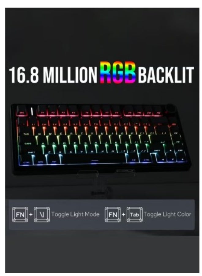 AULA F75 Gasket Mechanical Keyboard, 75% Wireless Hot Swappable Gaming Keyboard with Five-Layer Padding&Knob, Bluetooth/2.4GHz/USB-C, RGB Light. - Image 2