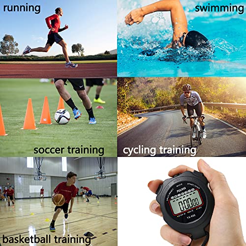 PULIVIA Sports Stopwatch Timer, Single Lap Split Digital Stop Watch for Sports Kids Coaches Swimming Running, Black - Image 3