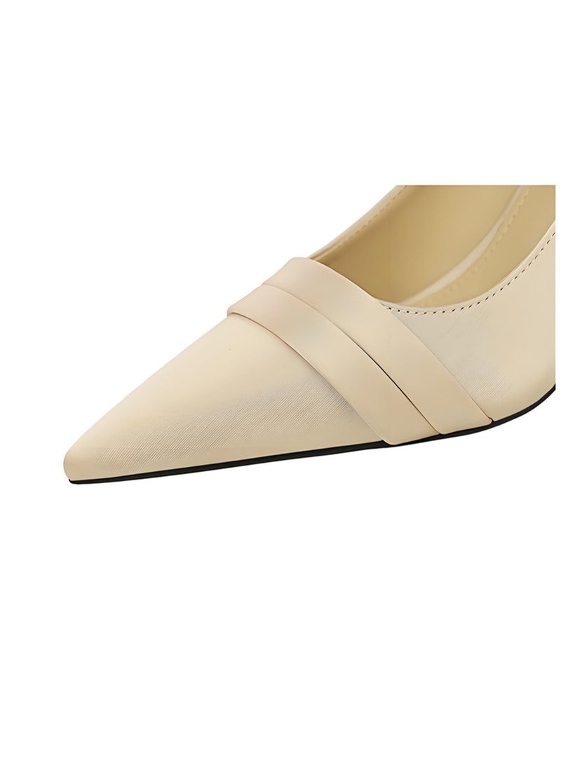 BIGTREE Women's Satin Stiletto Pumps Closed Pointed Toe High Heels Party Dress Shoes Champagne 8CM - Image 4