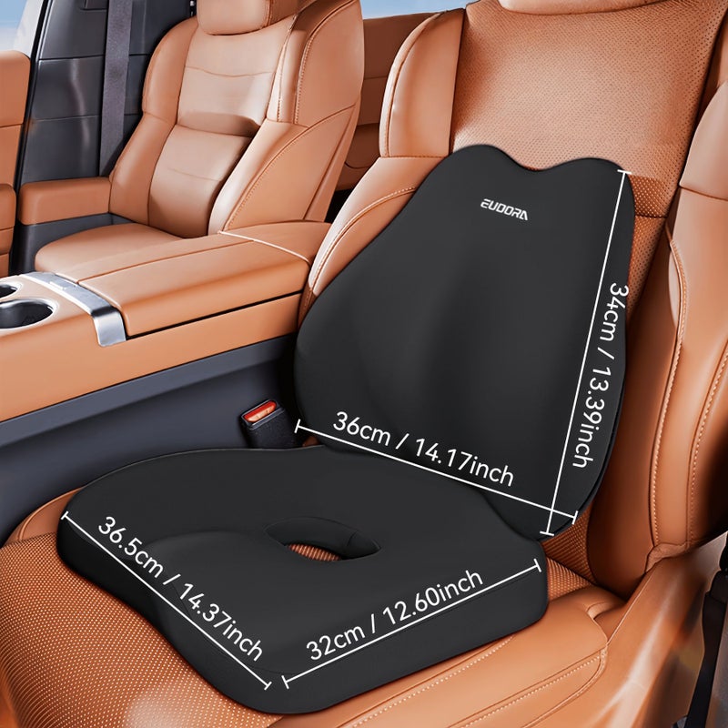 Grey Car Seat Cushion And Back Cushion Set Memory Foam Ergonomic Design Universal For Cars SUVs Trucks Soft Resilient Enhanced Driving Comfort - Image 5