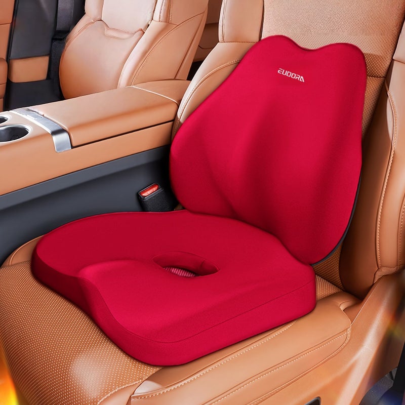 Grey Car Seat Cushion And Back Cushion Set Memory Foam Ergonomic Design Universal For Cars SUVs Trucks Soft Resilient Enhanced Driving Comfort - Image 1