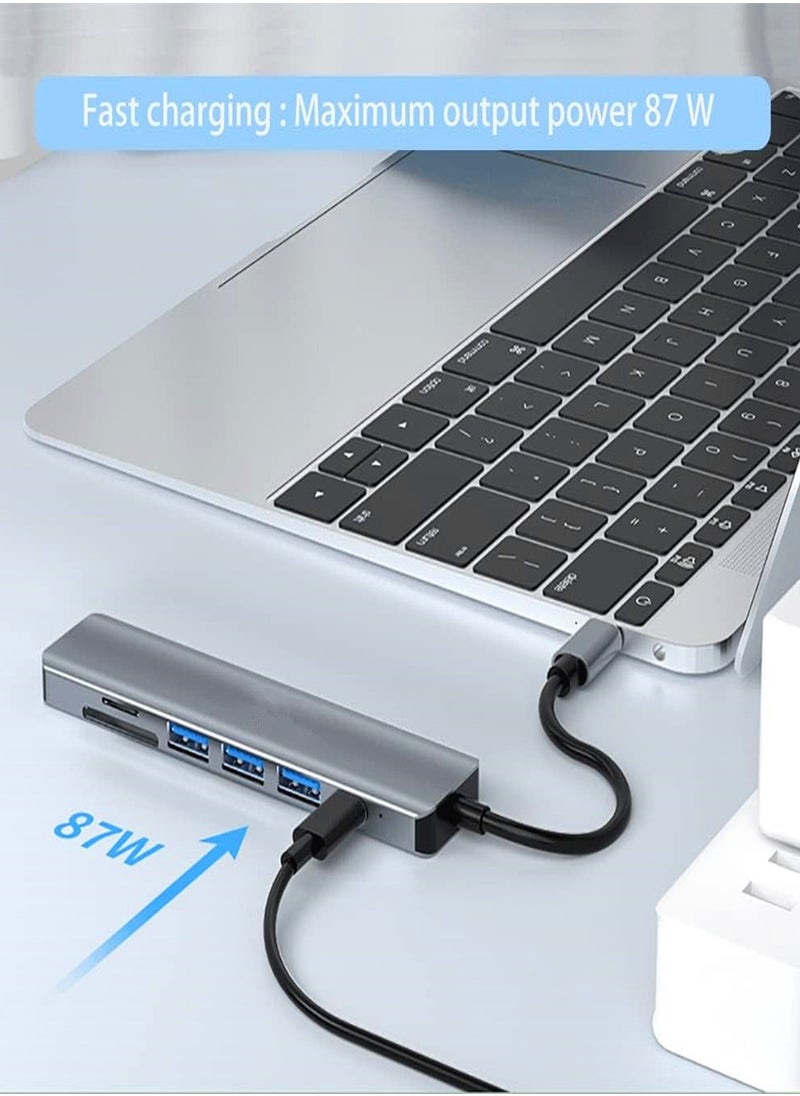 Generic - USB Hub with 100W PD Port,7-in-1 Type C Hub with 4K HDMI Adapter, 1 USB 3.0 Ports  2USB 2.0 Ports   , SD/TF Card Reader, USB C Multiport Docking Station for MacBook Pro, Chromebook, XPS, and USB C devices - Image 1
