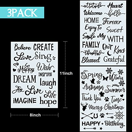 Zonon 3 Pieces Plastic Painting Stencils Inspirational Word Stencils 8 x 11 Inch Reusable Stencils Template for Painting on Wood, Fabric, Paper, Wall DIY Drawing Craft - Image 2
