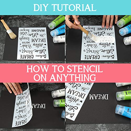 Zonon 3 Pieces Plastic Painting Stencils Inspirational Word Stencils 8 x 11 Inch Reusable Stencils Template for Painting on Wood, Fabric, Paper, Wall DIY Drawing Craft - Image 3
