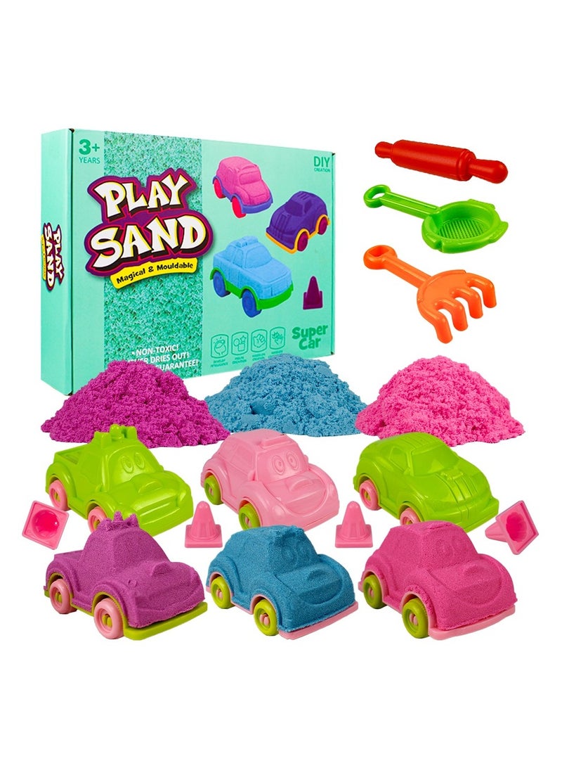 UKR Moldable Sensory Play Sand Set with Cars – Creative Art & Craft Kit for Kids 3+ | Non-Toxic Molding Sand, Molds & Vehicles for Sensory Development | Interactive Toy for Toddlers’ Imagination & Creativity - Image 1
