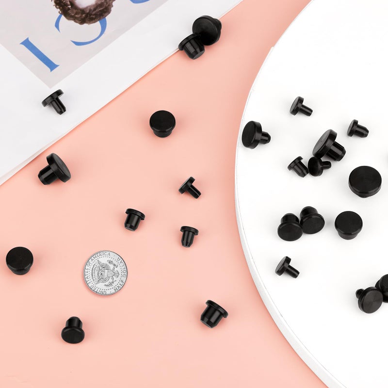 Ofiswadi 90 Pcs Silicone Rubber Hole Plugs - Assorted Sizes 4-9.5mm, Durable Round Rubber Stopper Plugs for Holes, Waterproof Black Silicone Plugs Set for Bottles, Pipes, and Test Tubes (90) - Image 3