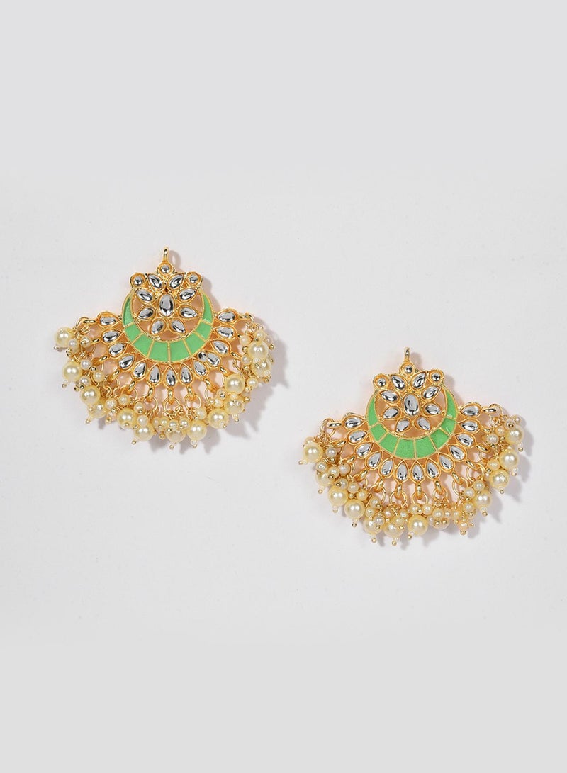 SOHI Green Pearls-Studded Artificial Jewellery Set - Image 4