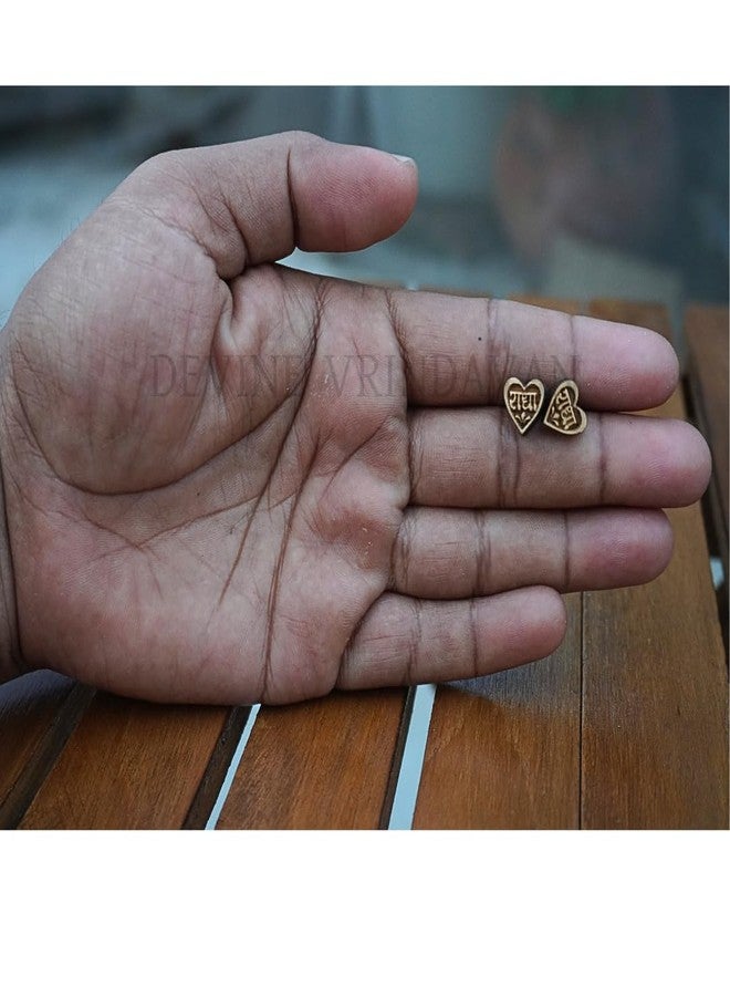 ISKCON VRINDAVAN Handmade Tulsi wood Earrings/Ear tops of different designs For Women- Made with real Tulsi wood (Flowery) - Image 5
