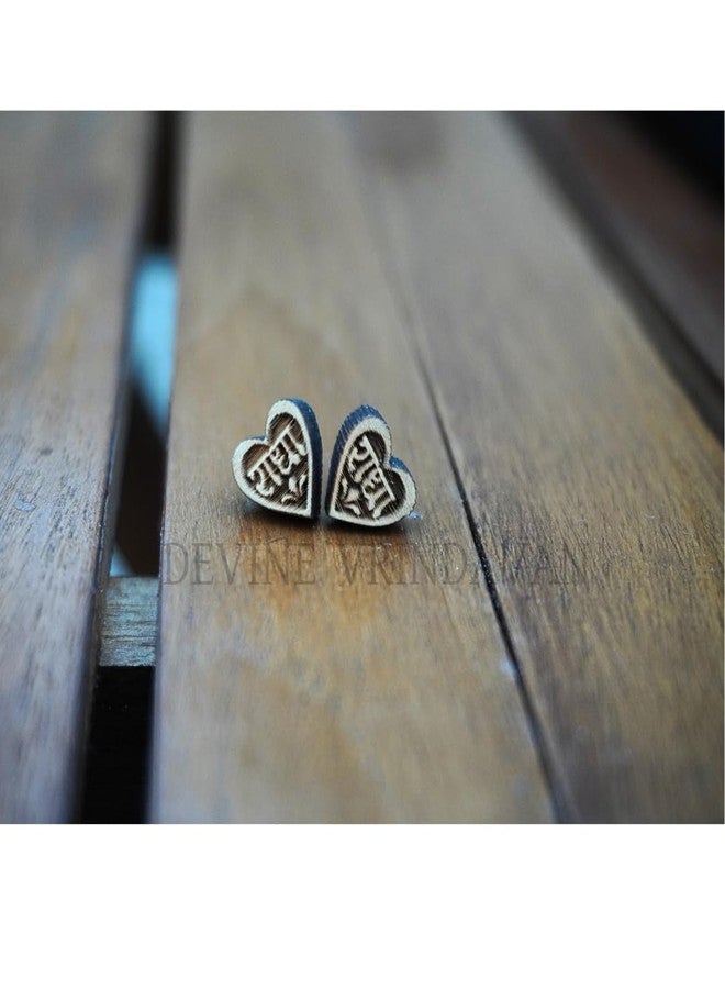 ISKCON VRINDAVAN Handmade Tulsi wood Earrings/Ear tops of different designs For Women- Made with real Tulsi wood (Flowery) - Image 4