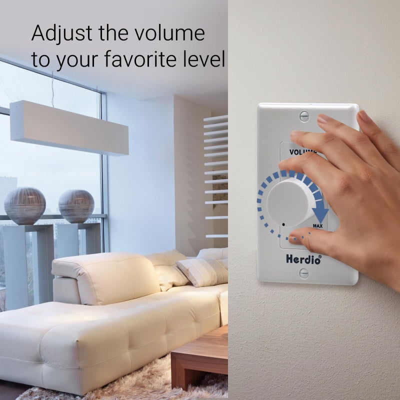 Herdio 100W Volume Control Knob for Speakers, Flush in Wall Volume Controller with 3 Independent Plate, Precise Sound Adjustment with 12-Position, Wide Compatibility for Home Audio Volume Adjustment - Image 3