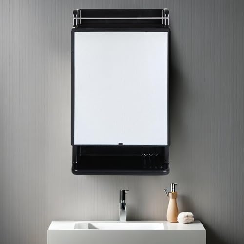 BRANCO Bathroom Cabinet with Mirror | Storage Organiser | Strong Plastic Bathroom Shelves Wall Mounted | Mirror Cabinet (Blue) - Image 5