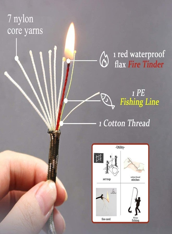 PSKOOK Fire Starter Necklace, Survival Paracord Necklace with Flint and Steel, Bushcraft Necklace for Camping, Hiking and Backpacking(Khaki) - Image 4