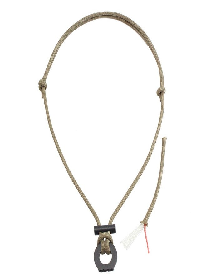 PSKOOK Fire Starter Necklace, Survival Paracord Necklace with Flint and Steel, Bushcraft Necklace for Camping, Hiking and Backpacking(Khaki) - Image 1