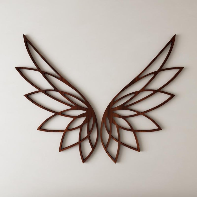 ماركتنا لوحة ديكور خشبية بتصميم اجنحة بمقاس 86x66 سم - Image 2