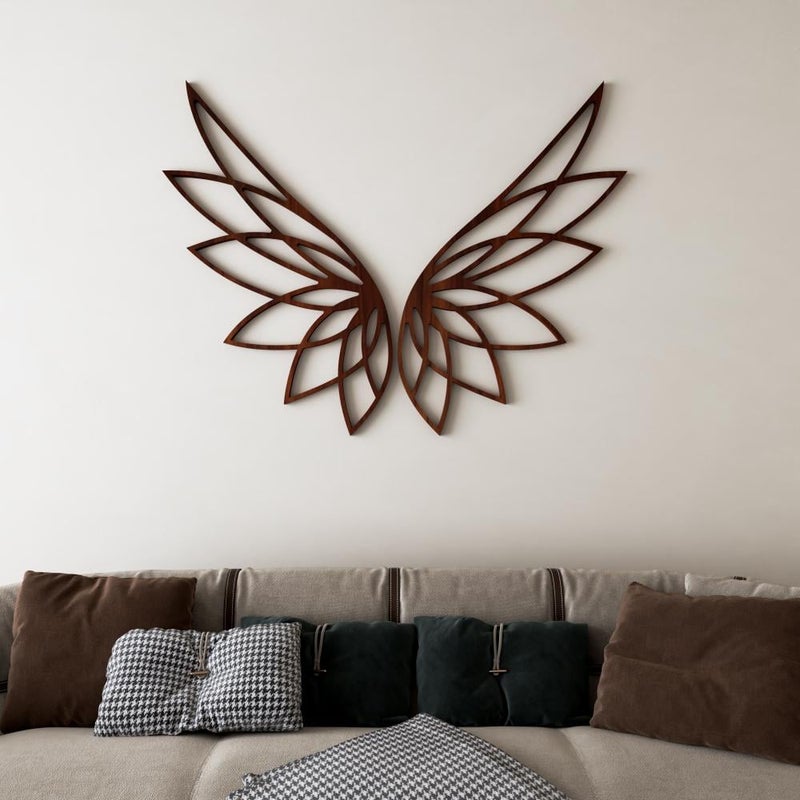 ماركتنا لوحة ديكور خشبية بتصميم اجنحة بمقاس 86x66 سم - Image 1
