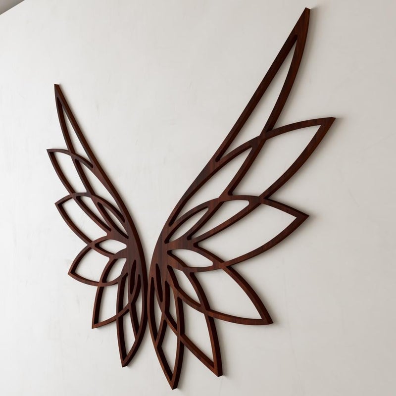 ماركتنا لوحة ديكور خشبية بتصميم اجنحة بمقاس 86x66 سم - Image 3