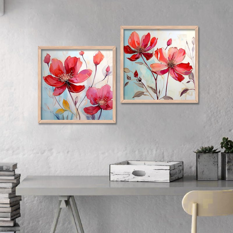 kotart Floral wall art for wall hanging Paintings wall decoration Wall frames for home decor Set of 2 Multicolo Size 10x10 inch J - Image 5