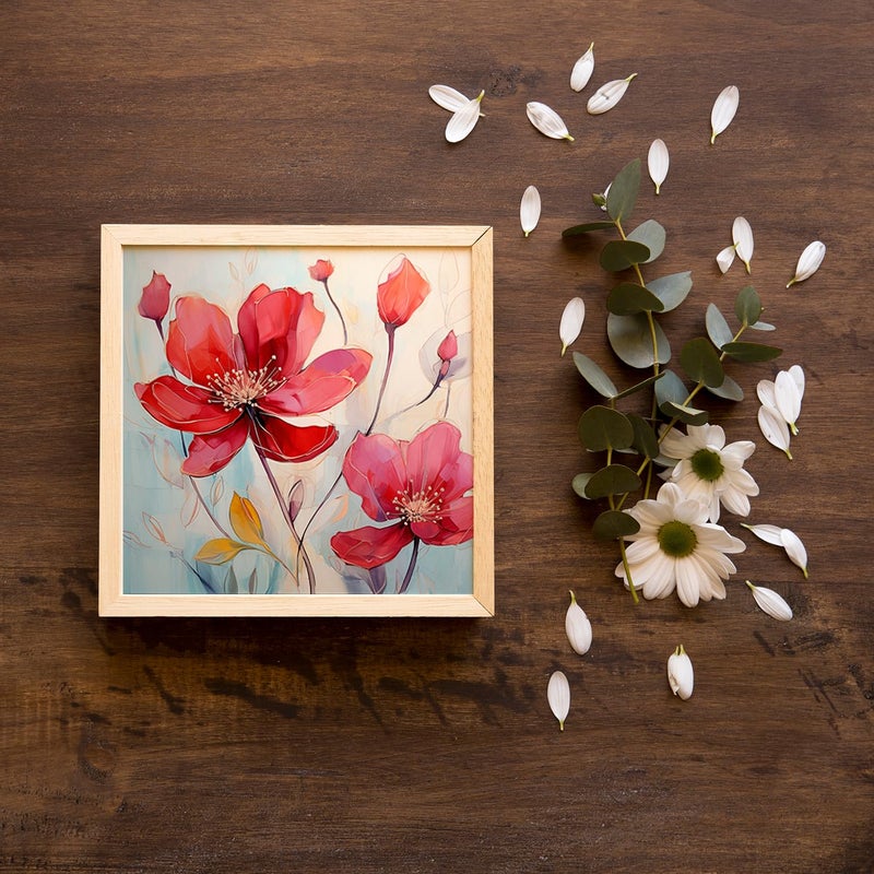 kotart Floral wall art for wall hanging Paintings wall decoration Wall frames for home decor Set of 2 Multicolo Size 10x10 inch J - Image 4