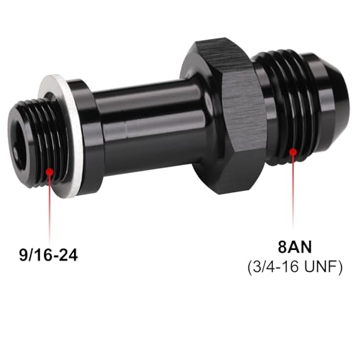 Podavelle 8AN Male Flare to 91624 Carb Carburetor Inlet Fitting Adapter 218 Inch Long Aluminum Black Pack of 2 - Image 3