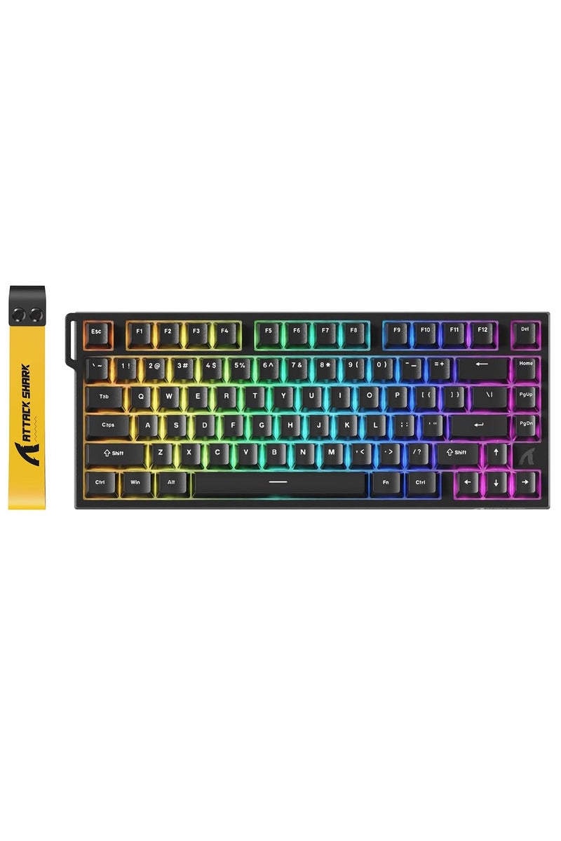 Attack Shark R82 HE Rapid Trigger Wired Mechanical Gaming Keyboard TKL NKRO with 8K Polling,0.005mm RT Accuracy,256K Scan Rate,5 Layer Sound Damped,Hall Effect Magnetic Switch,Driver for PC Mac(Black) - Image 1