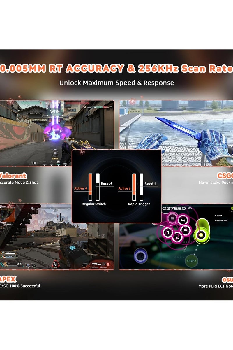 Attack Shark R82 HE Rapid Trigger Wired Mechanical Gaming Keyboard TKL NKRO with 8K Polling,0.005mm RT Accuracy,256K Scan Rate,5 Layer Sound Damped,Hall Effect Magnetic Switch,Driver for PC Mac(Black) - Image 3