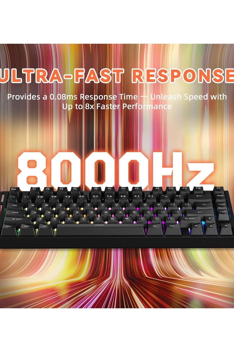 Attack Shark R82 HE Rapid Trigger Wired Mechanical Gaming Keyboard TKL NKRO with 8K Polling,0.005mm RT Accuracy,256K Scan Rate,5 Layer Sound Damped,Hall Effect Magnetic Switch,Driver for PC Mac(Black) - Image 4