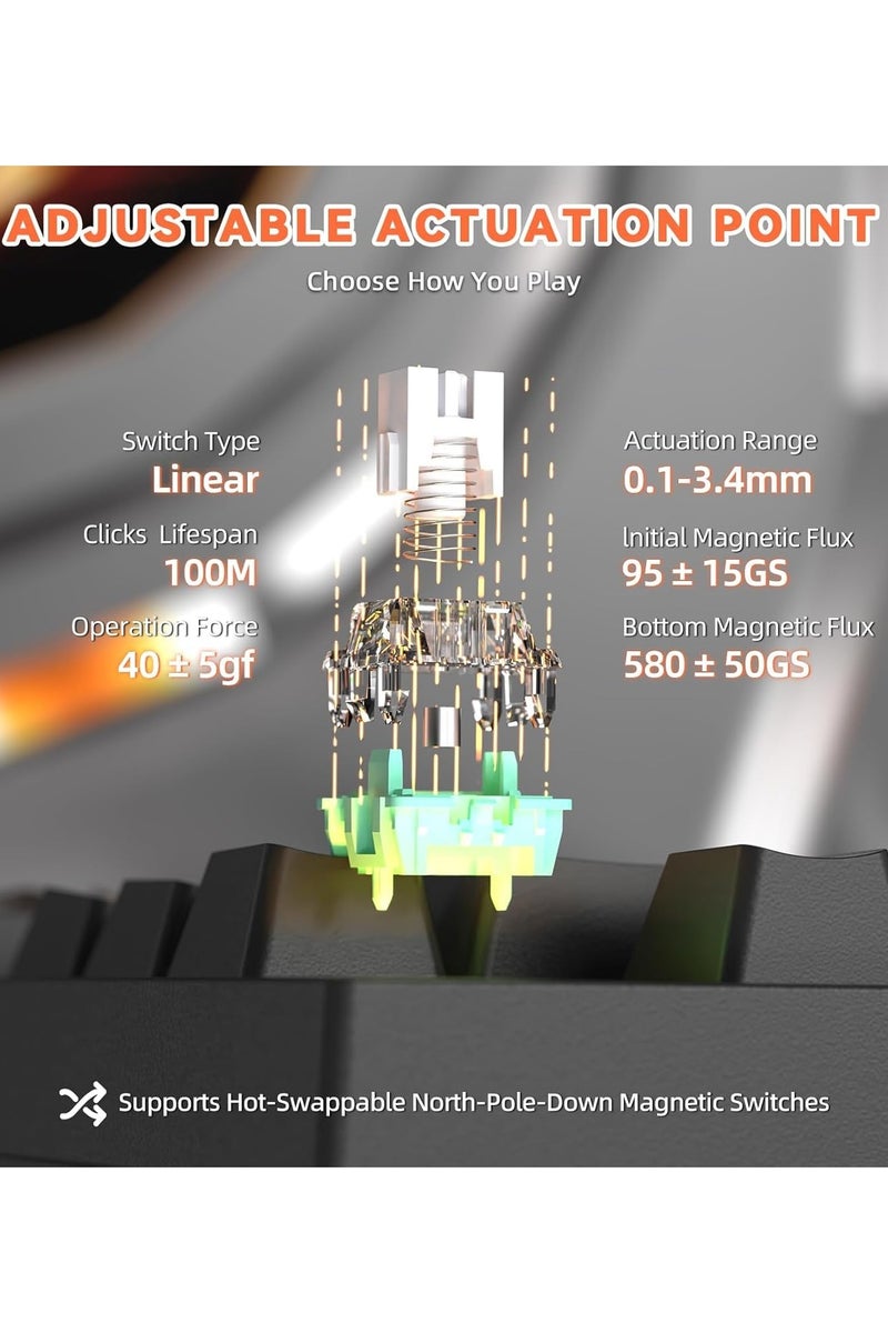 Attack Shark R82 HE Rapid Trigger Wired Mechanical Gaming Keyboard TKL NKRO with 8K Polling,0.005mm RT Accuracy,256K Scan Rate,5 Layer Sound Damped,Hall Effect Magnetic Switch,Driver for PC Mac(Black) - Image 5