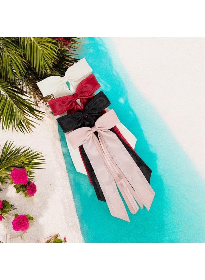 Radhu & Kabby Satin Hair Bow for Women | Versatile Hair Accessory with Barrette Clip | Elegant Ribbon Design for Weddings & Special Occasions | Set of 4 - Image 2